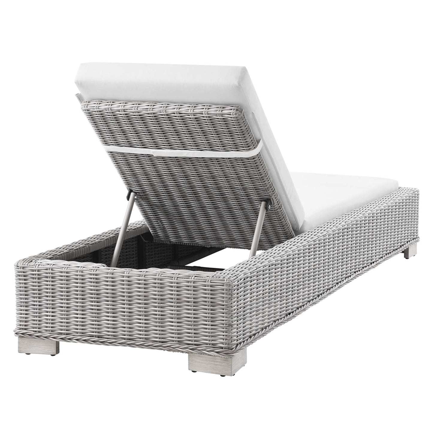 Conway Outdoor Patio Wicker Rattan Chaise Lounge in Light Gray White by Modway (4843)