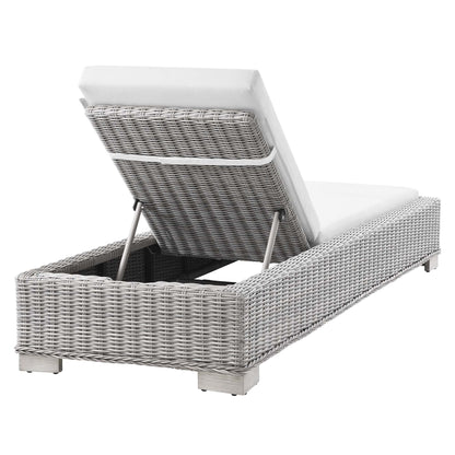 Conway Outdoor Patio Wicker Rattan Chaise Lounge in Light Gray White by Modway (4843)