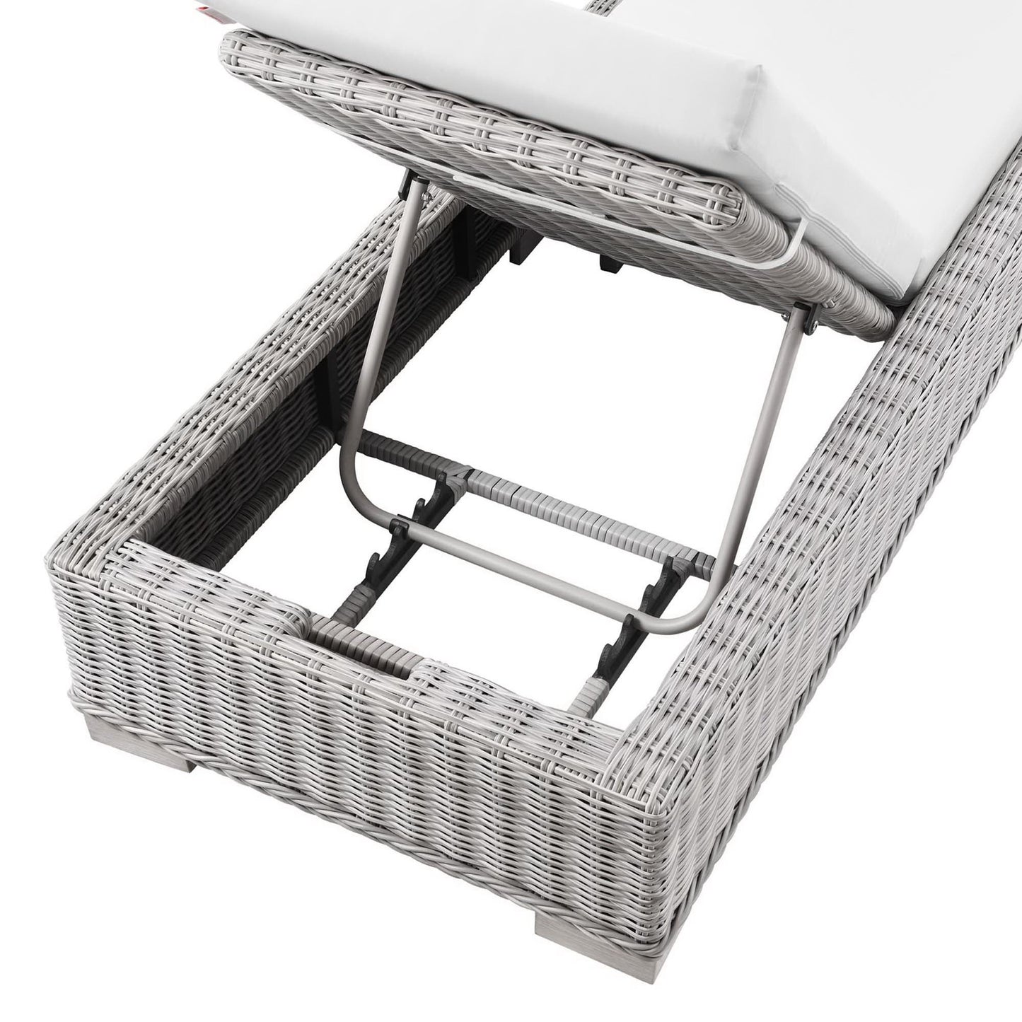 Conway Outdoor Patio Wicker Rattan Chaise Lounge in Light Gray White by Modway (4843)