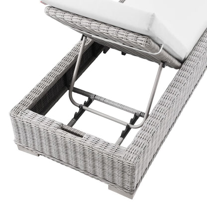 Conway Outdoor Patio Wicker Rattan Chaise Lounge in Light Gray White by Modway (4843)