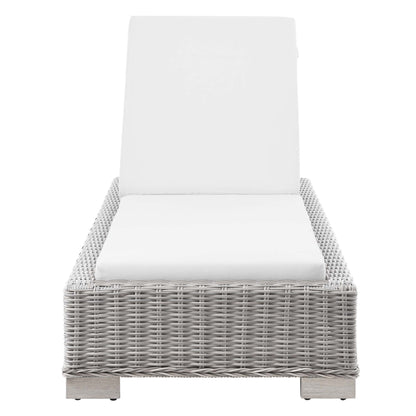 Conway Outdoor Patio Wicker Rattan Chaise Lounge in Light Gray White by Modway (4843)
