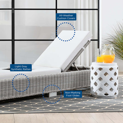 Conway Outdoor Patio Wicker Rattan Chaise Lounge in Light Gray White by Modway (4843)
