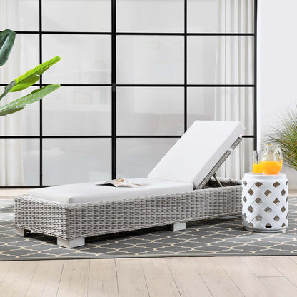 Conway Outdoor Patio Wicker Rattan Chaise Lounge in Light Gray White by Modway (4843)