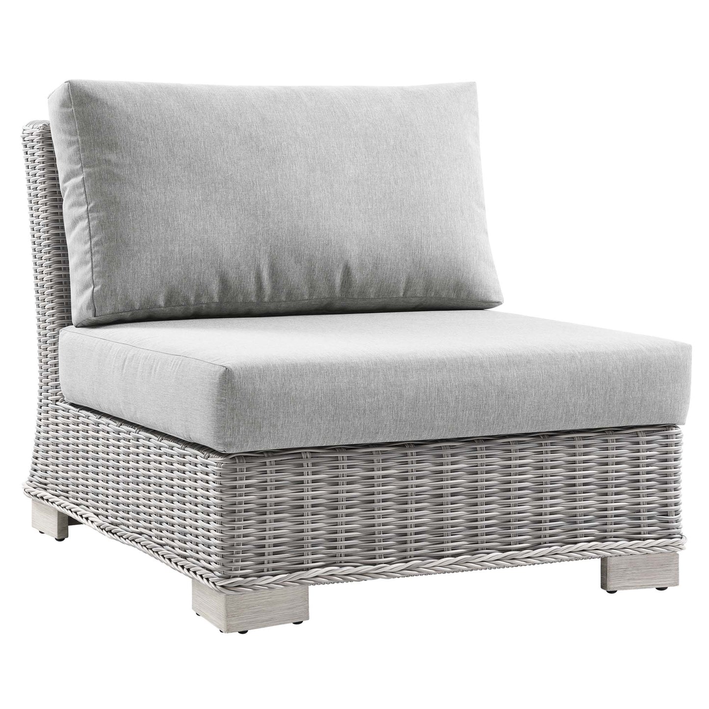 Conway Outdoor Patio Wicker Rattan Armless Chair in Light Gray Gray by Modway (4847)