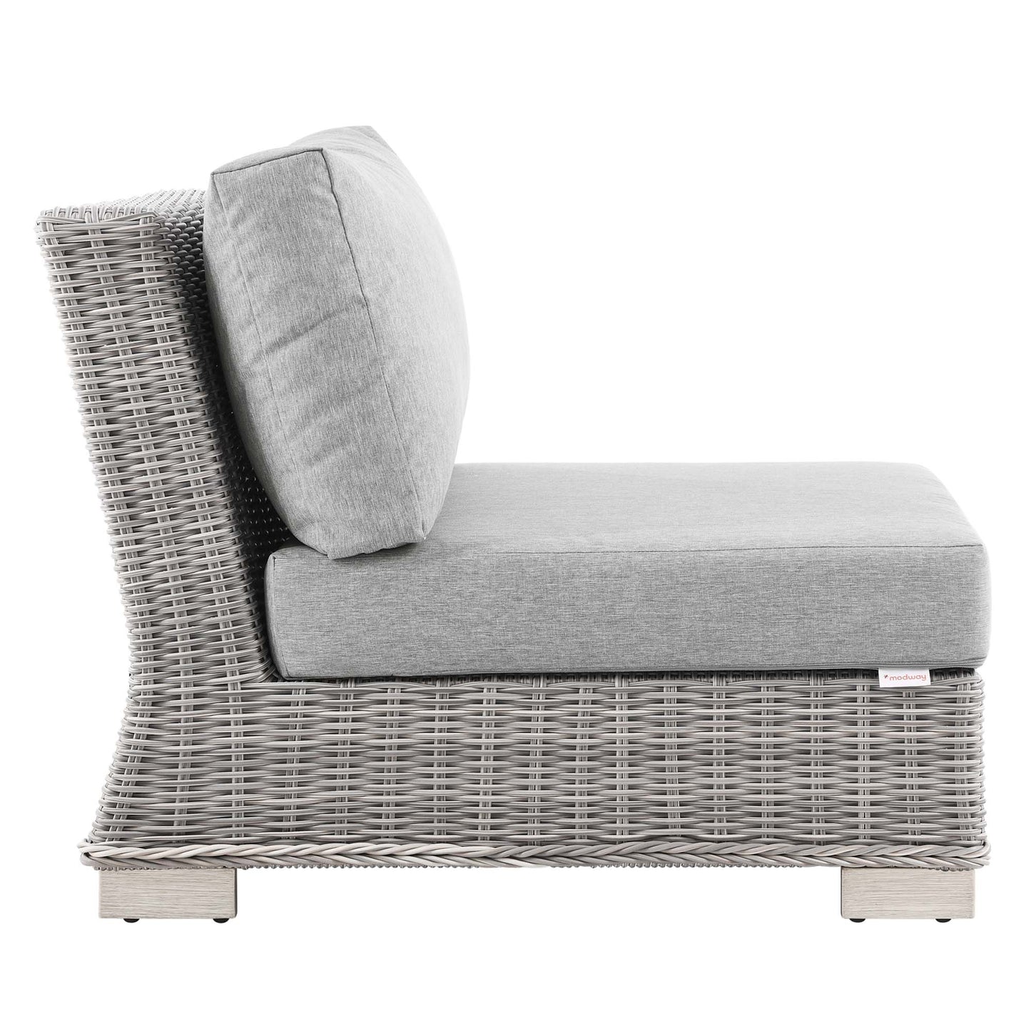 Conway Outdoor Patio Wicker Rattan Armless Chair in Light Gray Gray by Modway (4847)