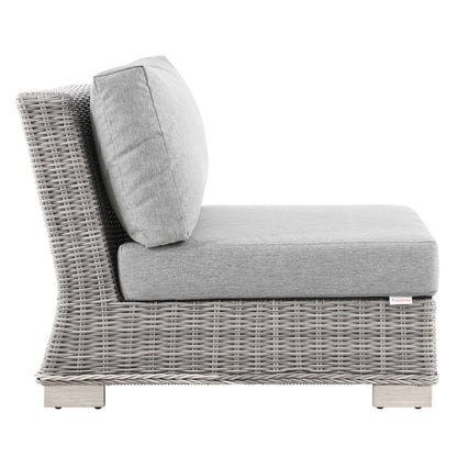Conway Outdoor Patio Wicker Rattan Armless Chair in Light Gray Gray by Modway (4847)