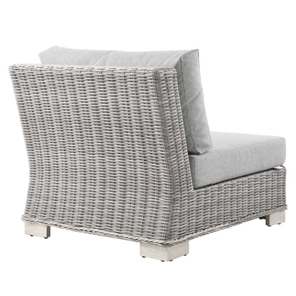 Conway Outdoor Patio Wicker Rattan Armless Chair in Light Gray Gray by Modway (4847)