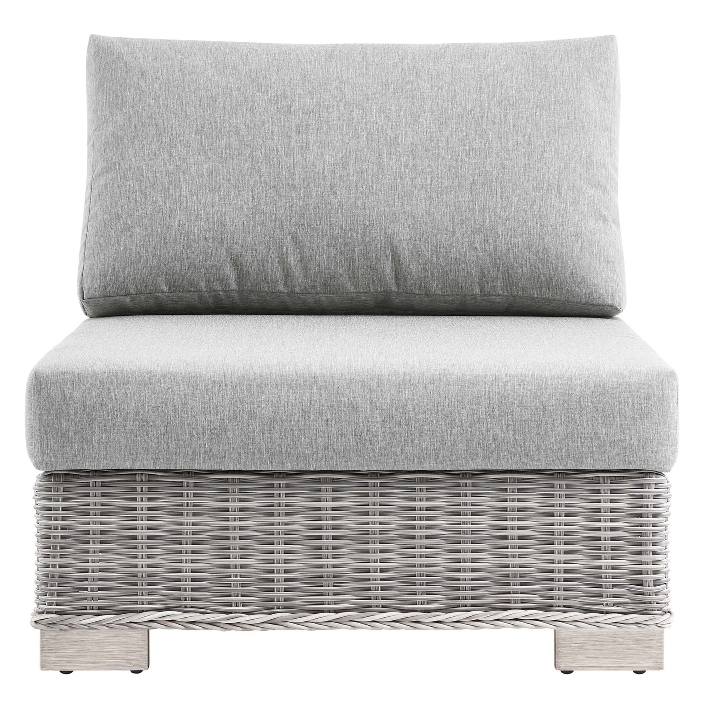 Conway Outdoor Patio Wicker Rattan Armless Chair in Light Gray Gray by Modway (4847)
