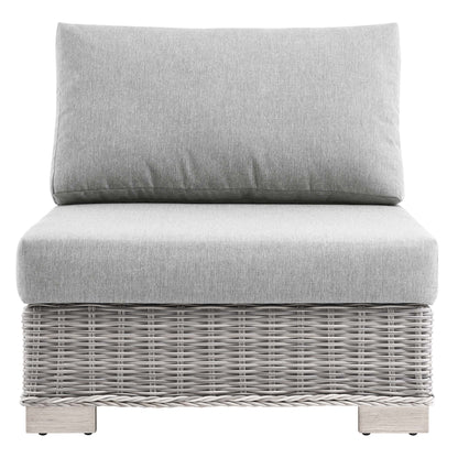 Conway Outdoor Patio Wicker Rattan Armless Chair in Light Gray Gray by Modway (4847)