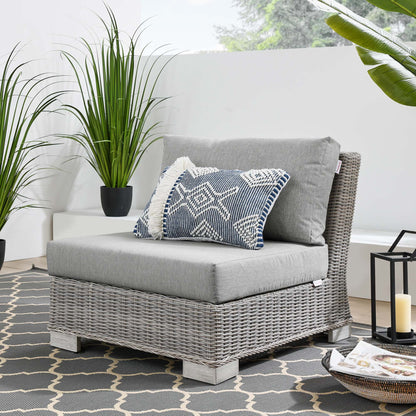 Conway Outdoor Patio Wicker Rattan Armless Chair in Light Gray Gray by Modway (4847)