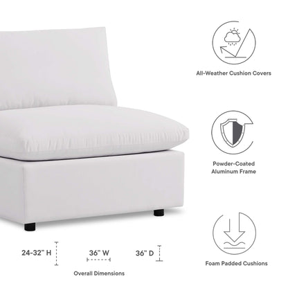 Commix Overstuffed Outdoor Patio Armless Chair in White by Modway (4902)