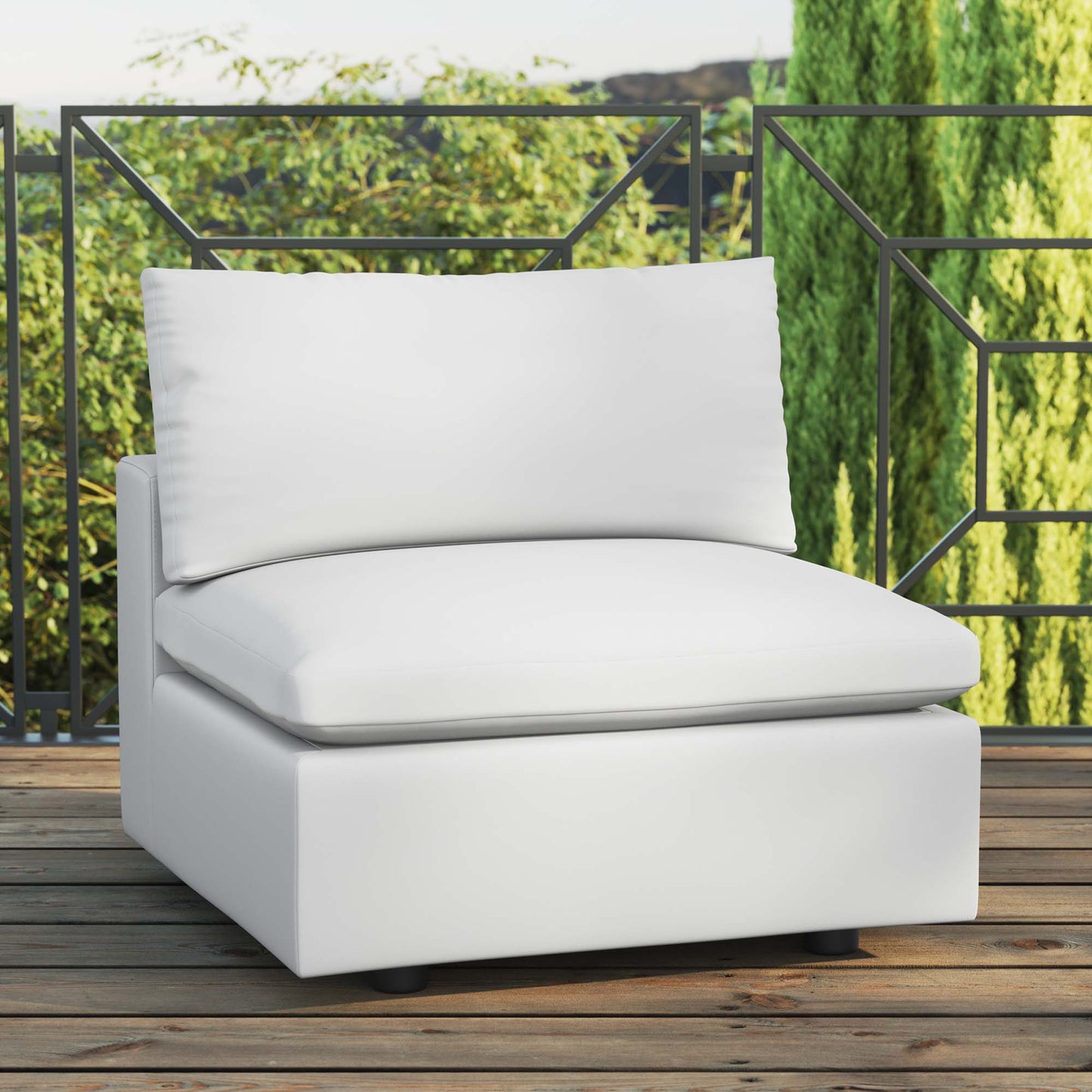 Commix Overstuffed Outdoor Patio Armless Chair in White by Modway (4902)