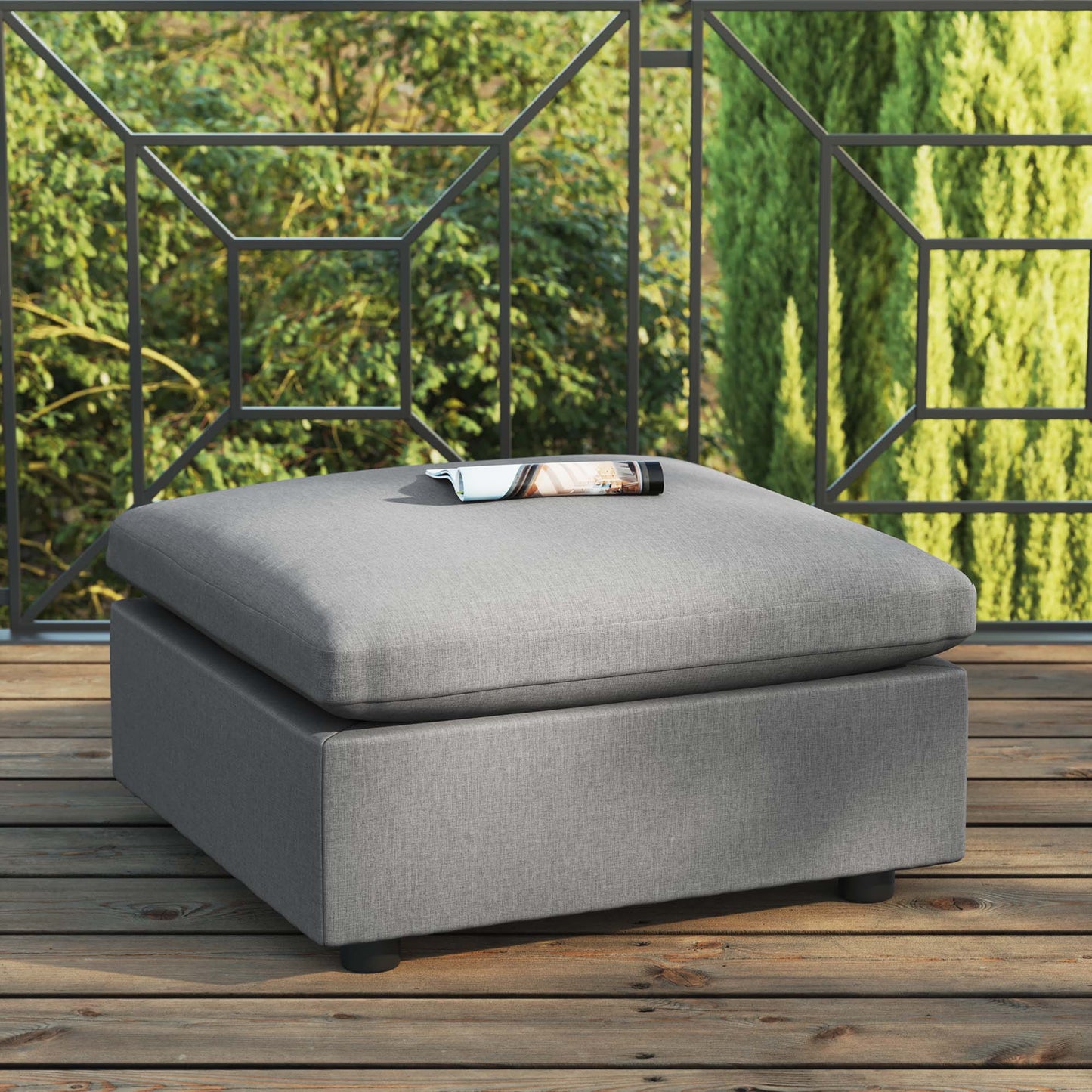 Commix Overstuffed Outdoor Patio Ottoman in Charcoal by Modway (4903)
