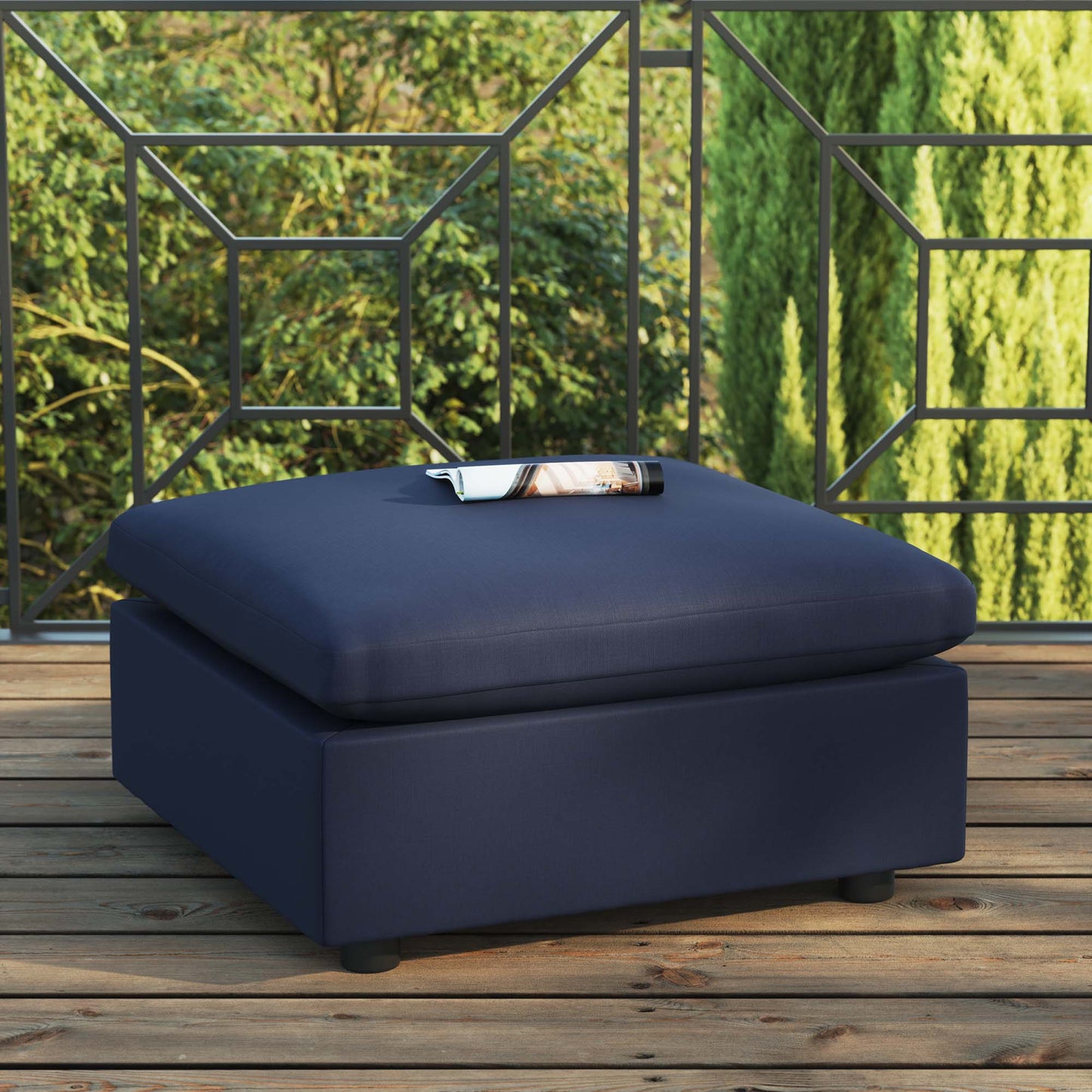 Commix Overstuffed Outdoor Patio Ottoman in Navy by Modway (4903)