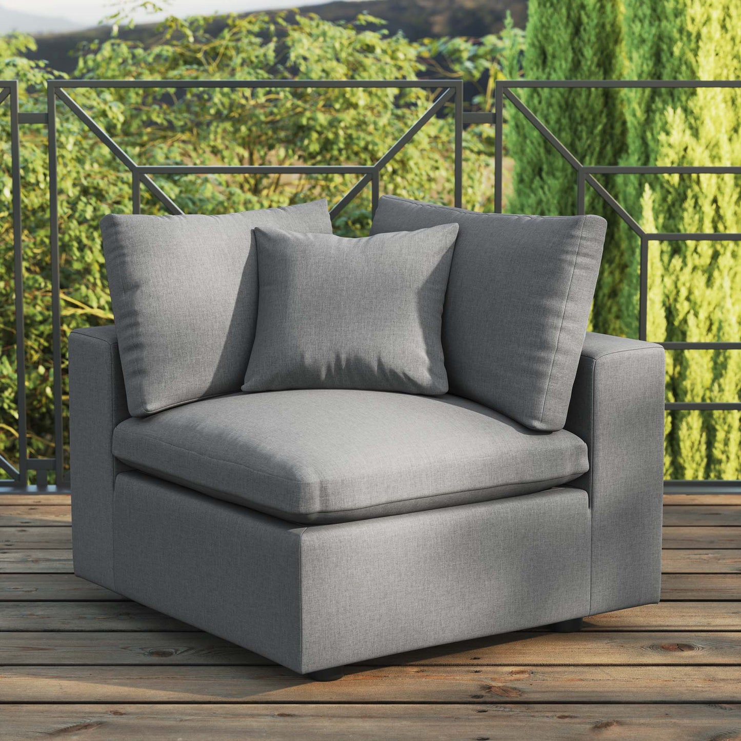 Commix Overstuffed Outdoor Patio Corner Chair in Charcoal by Modway (4904)