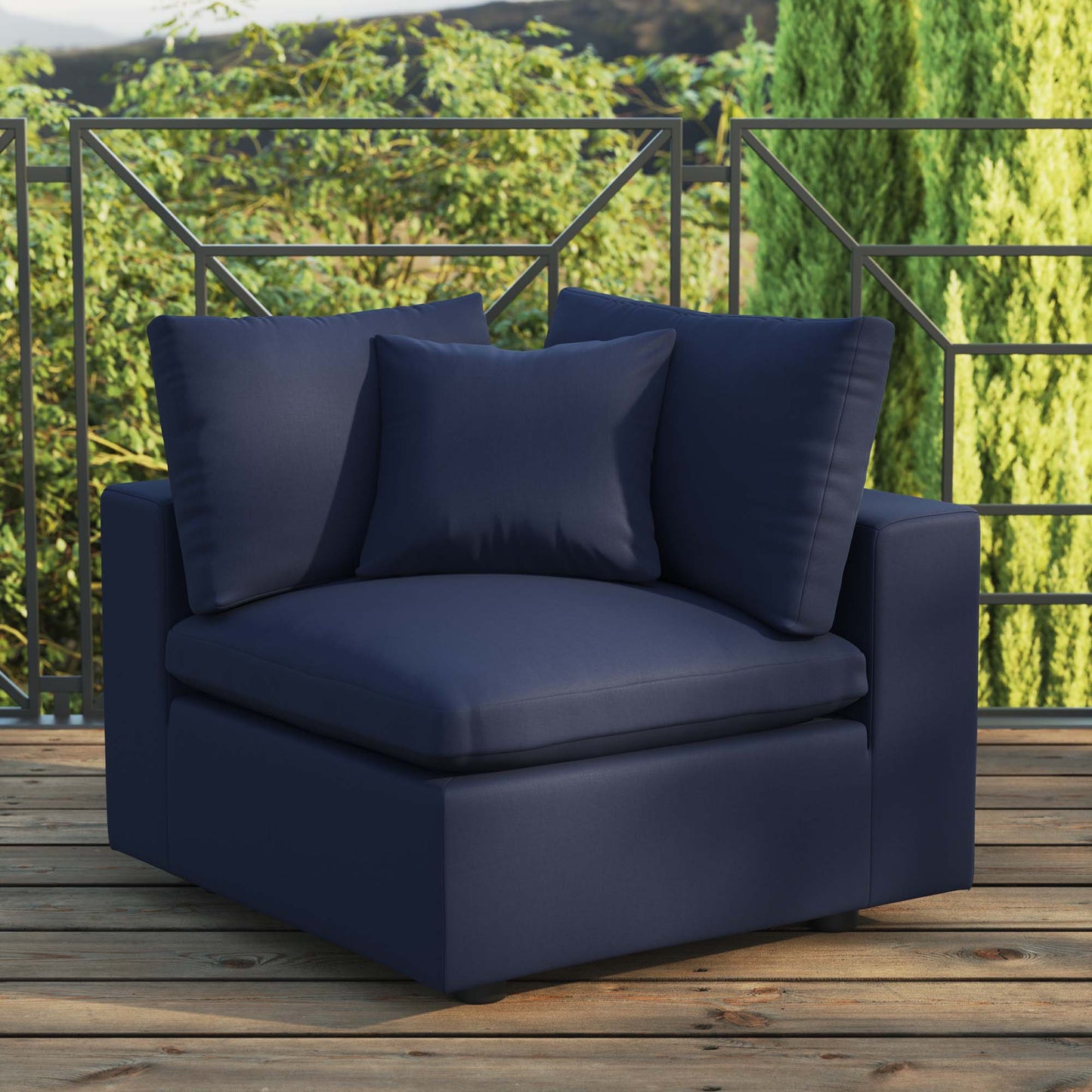 Commix Overstuffed Outdoor Patio Corner Chair in Navy by Modway (4904)