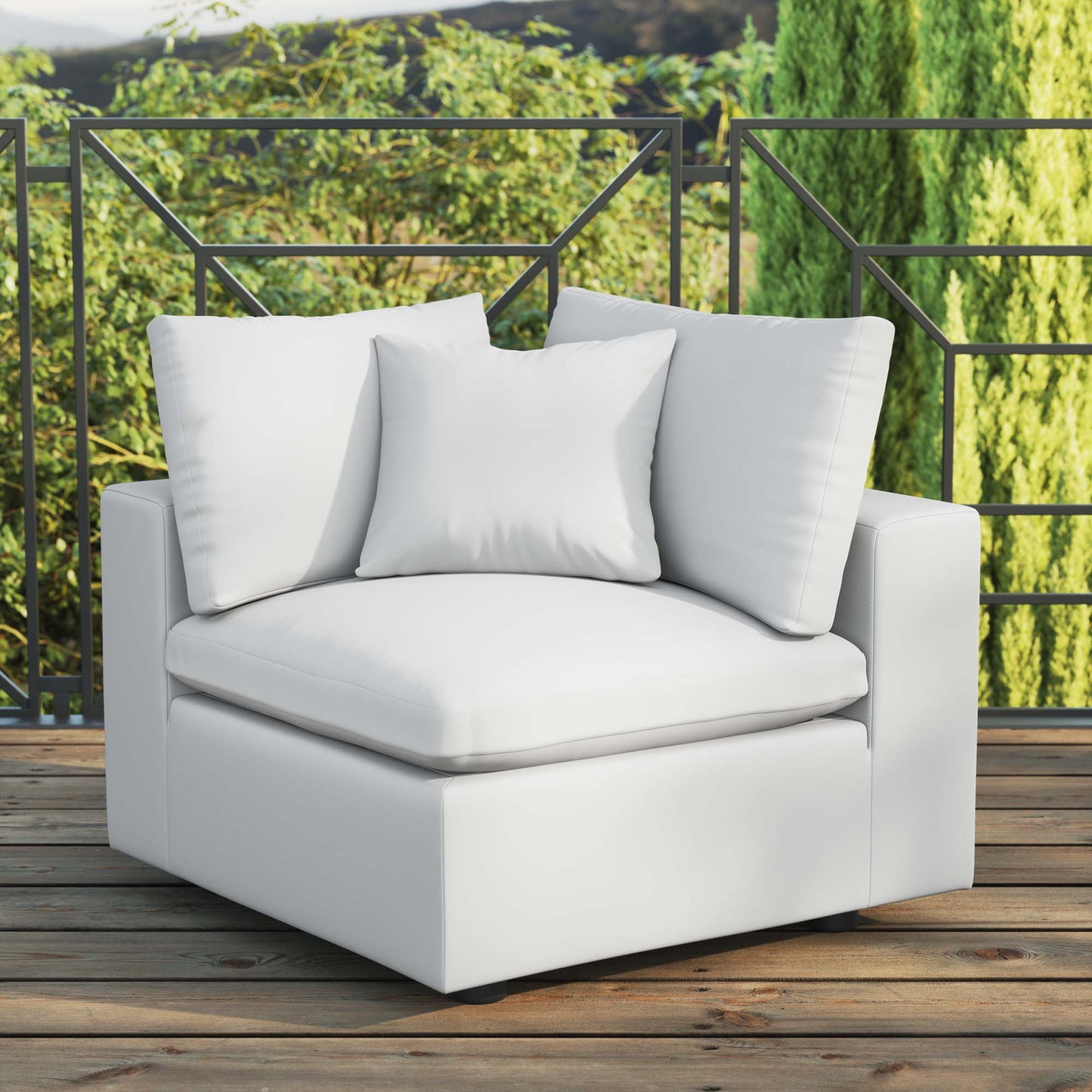 Commix Overstuffed Outdoor Patio Corner Chair in White by Modway (4904)