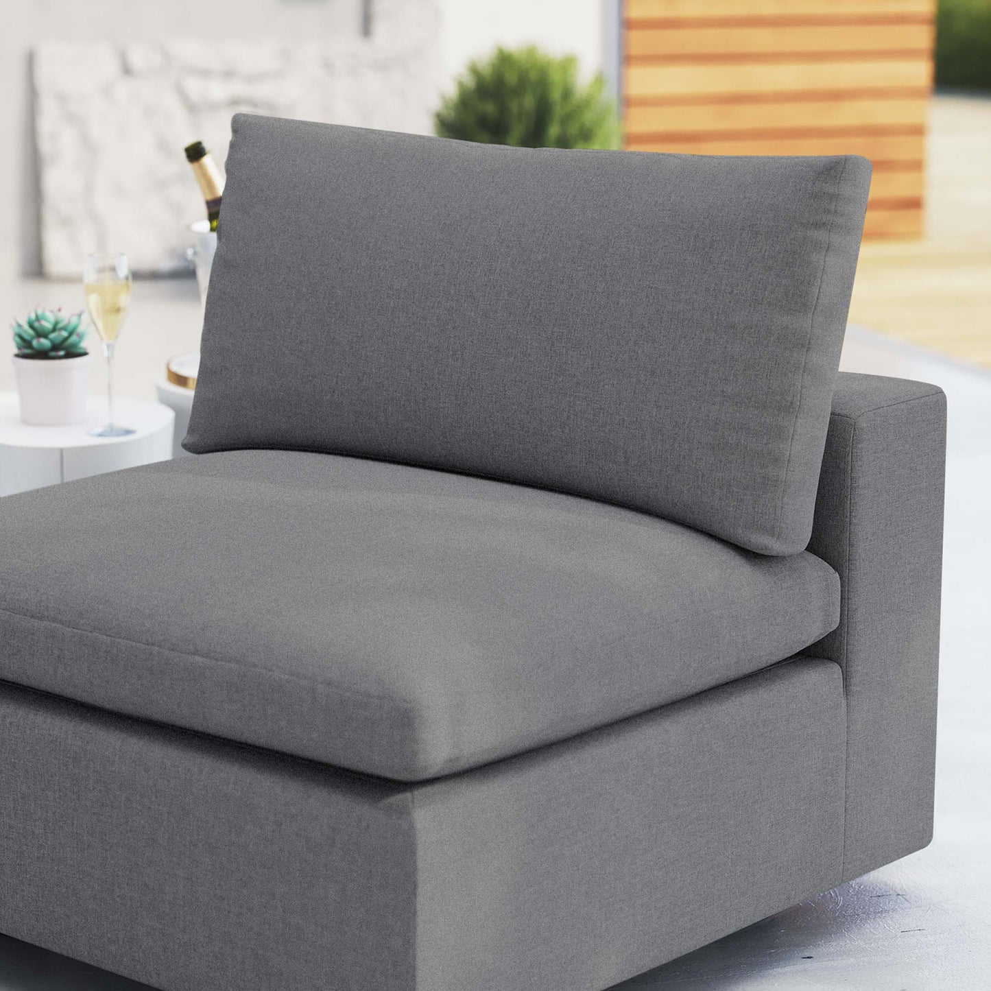Commix Sunbrella Outdoor Patio Armless Chair in Gray by Modway (4905)