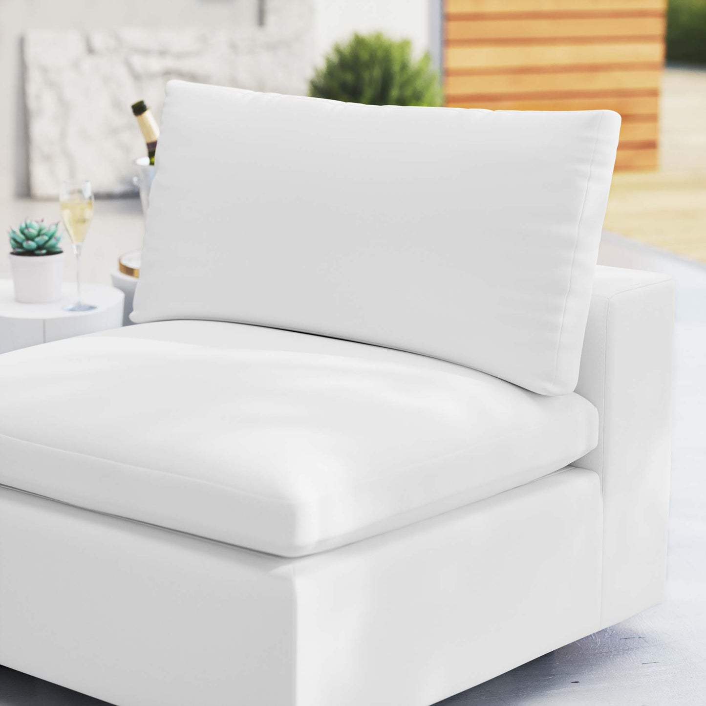 Commix Sunbrella Outdoor Patio Armless Chair in White by Modway (4905)