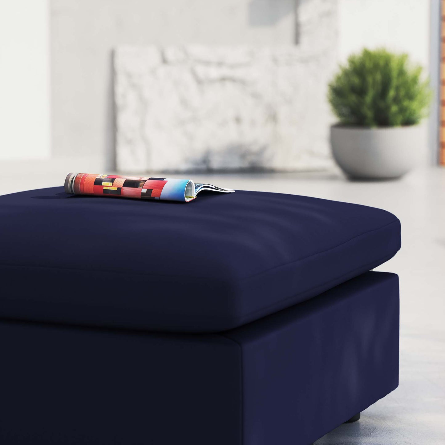 Commix Sunbrella Outdoor Patio Ottoman in Navy by Modway (4906)