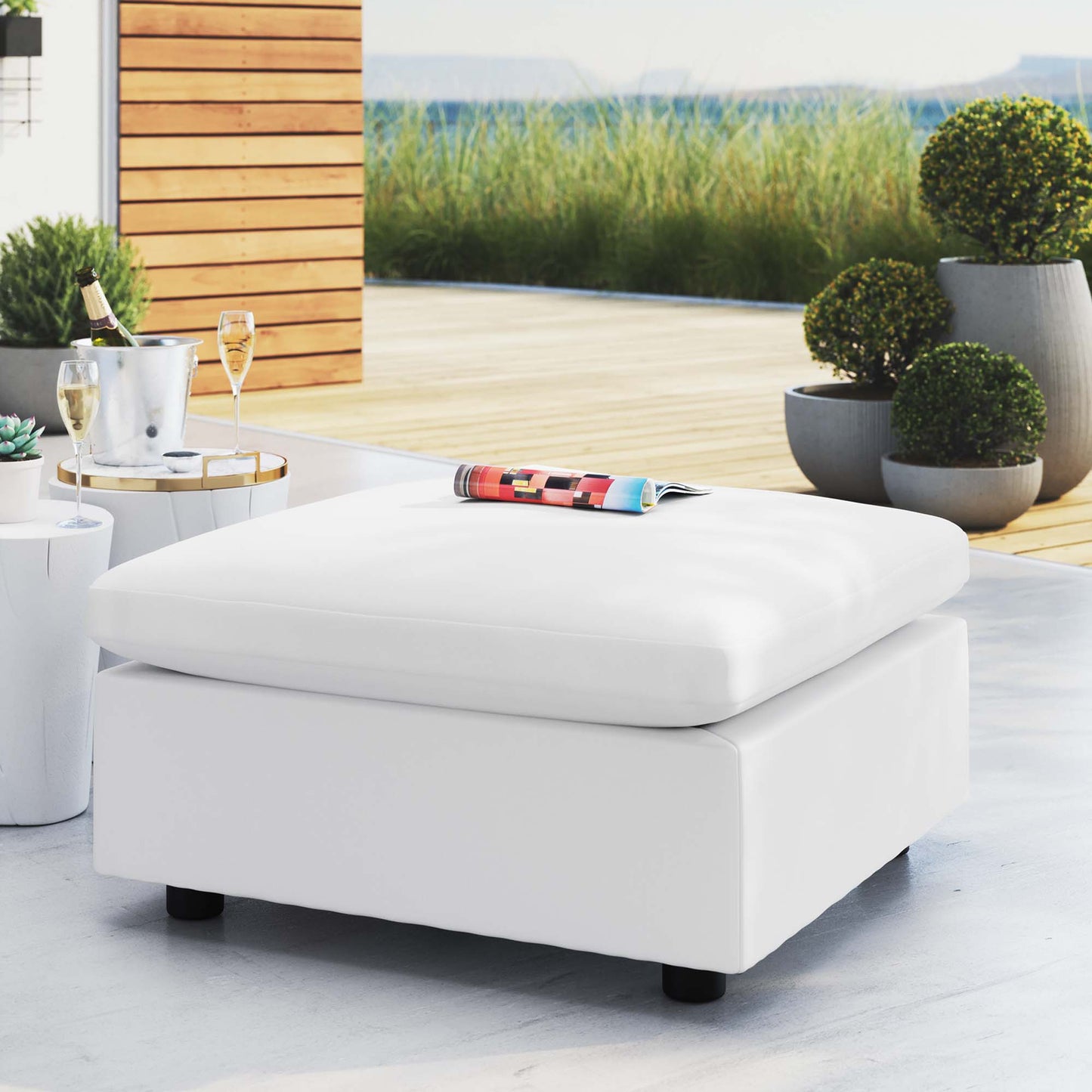 Commix Sunbrella Outdoor Patio Ottoman in White by Modway (4906)
