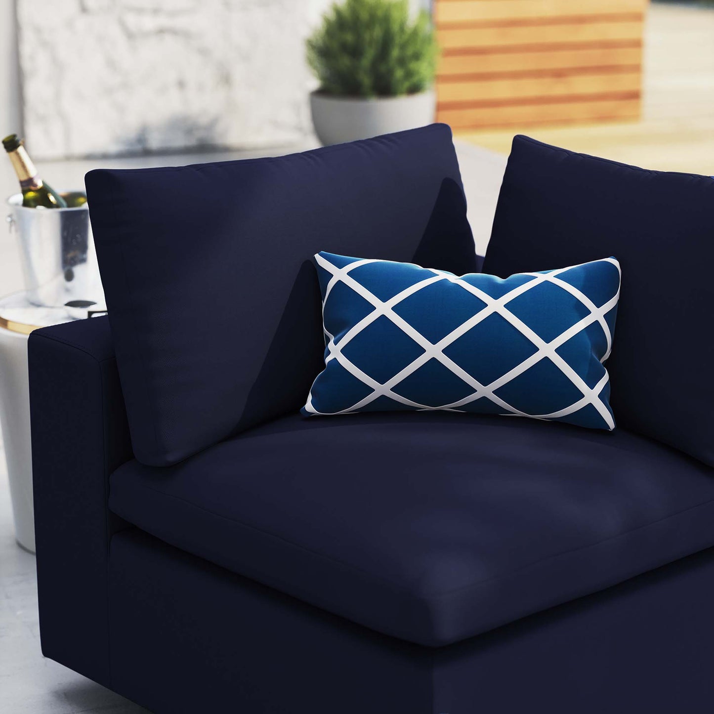 Commix Sunbrella Outdoor Patio Corner Chair in Navy by Modway (4907)