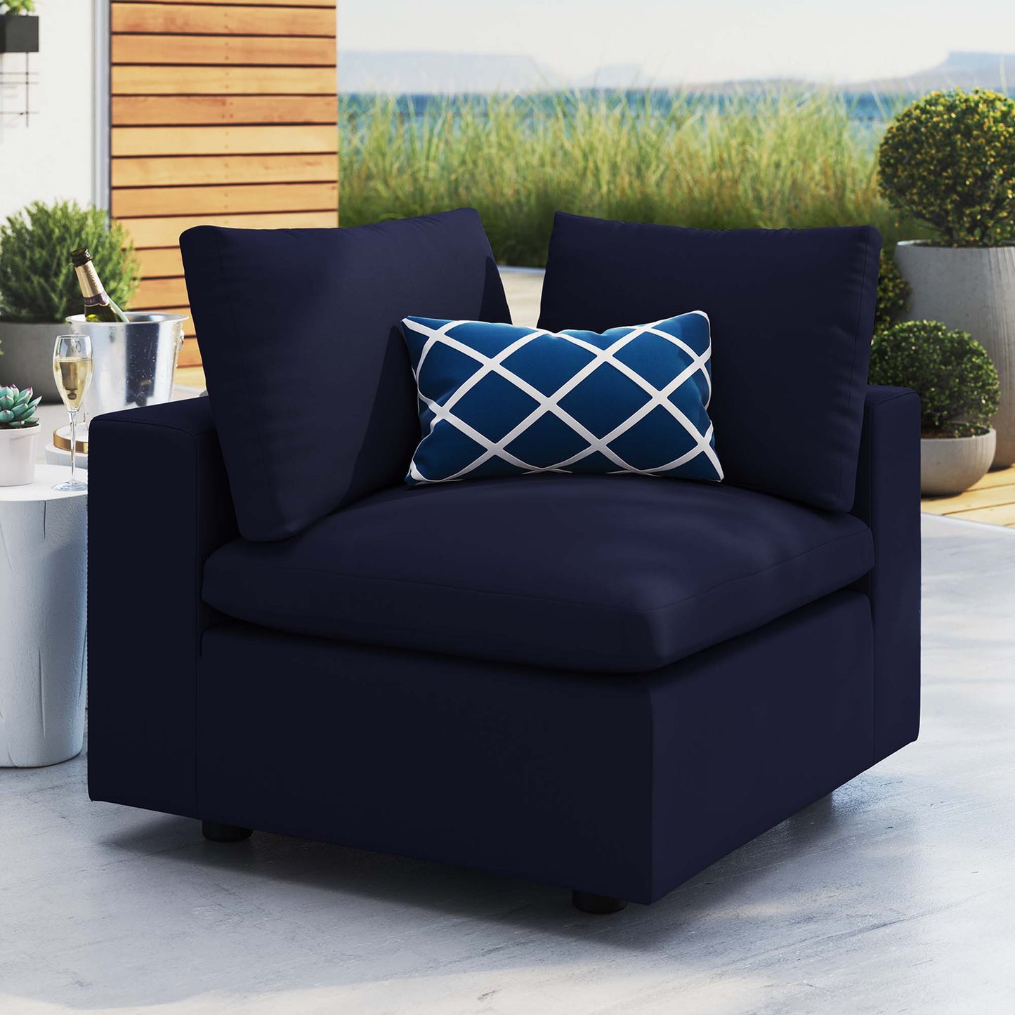 Commix Sunbrella Outdoor Patio Corner Chair in Navy by Modway (4907)