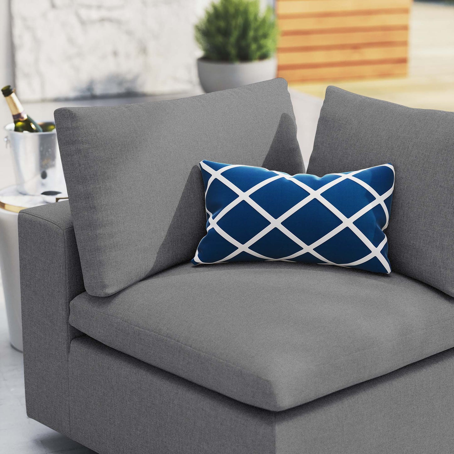 Commix Sunbrella Outdoor Patio Corner Chair in Gray by Modway (4907)