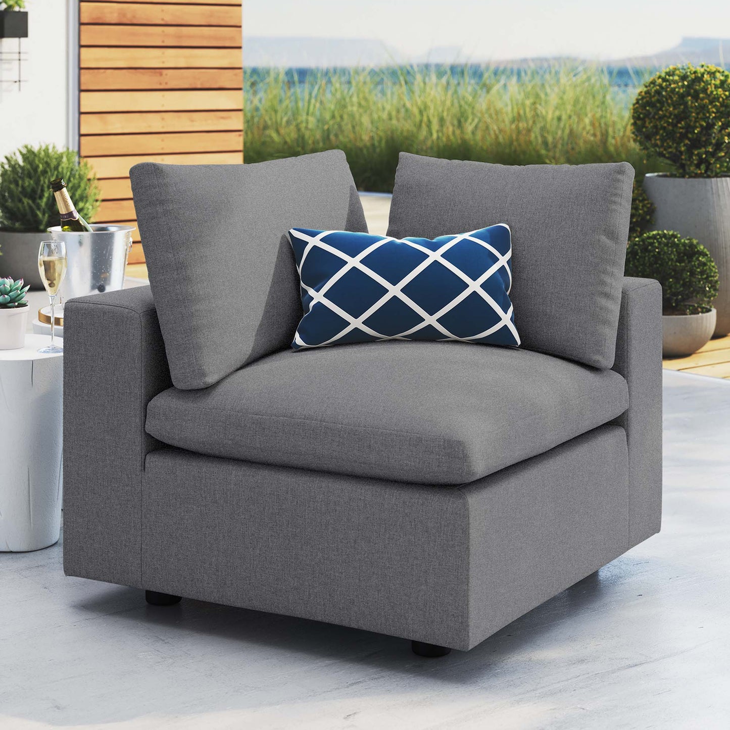 Commix Sunbrella Outdoor Patio Corner Chair in Gray by Modway (4907)