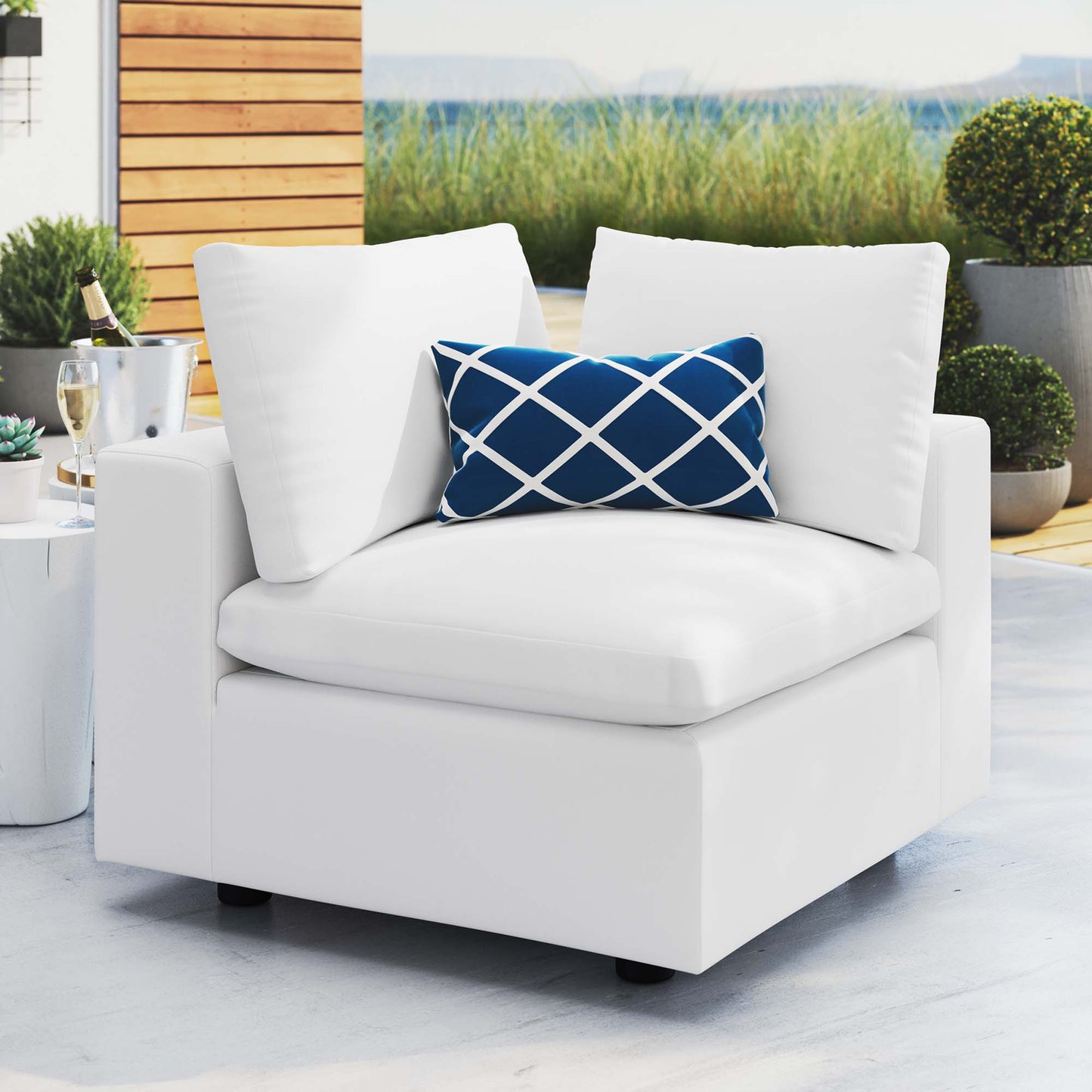 Commix Sunbrella Outdoor Patio Corner Chair in White by Modway (4907)