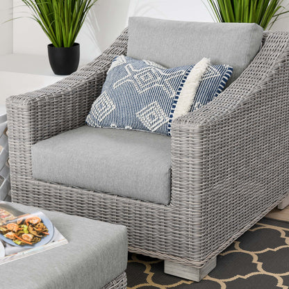 Conway 2-Piece Outdoor Patio Wicker Rattan Armchair and Ottoman Set in Light Gray Gray by Modway (5090)