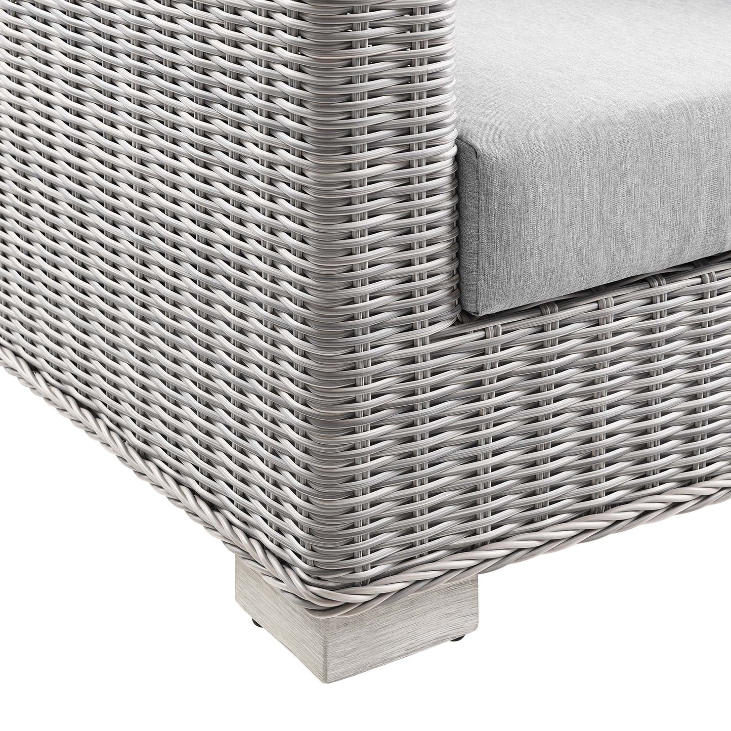 Conway 2-Piece Outdoor Patio Wicker Rattan Armchair and Ottoman Set in Light Gray Gray by Modway (5090)