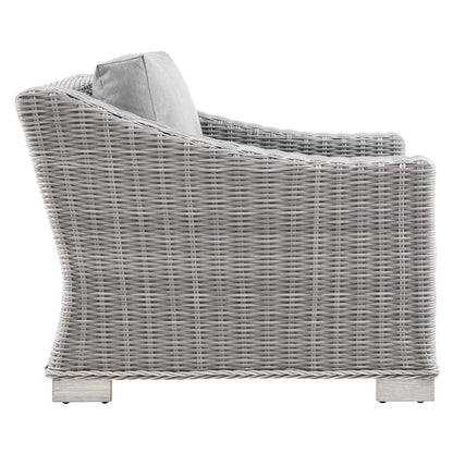 Conway 2-Piece Outdoor Patio Wicker Rattan Armchair and Ottoman Set in Light Gray Gray by Modway (5090)