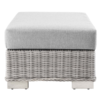 Conway 2-Piece Outdoor Patio Wicker Rattan Armchair and Ottoman Set in Light Gray Gray by Modway (5090)