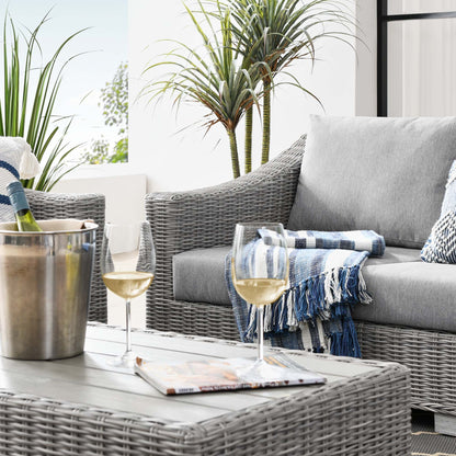 Conway 4-Piece Outdoor Patio Wicker Rattan Furniture Set in Light Gray Gray by Modway (5091)