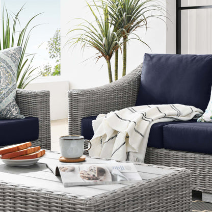 Conway 4-Piece Outdoor Patio Wicker Rattan Furniture Set in Light Gray Navy by Modway (5091)