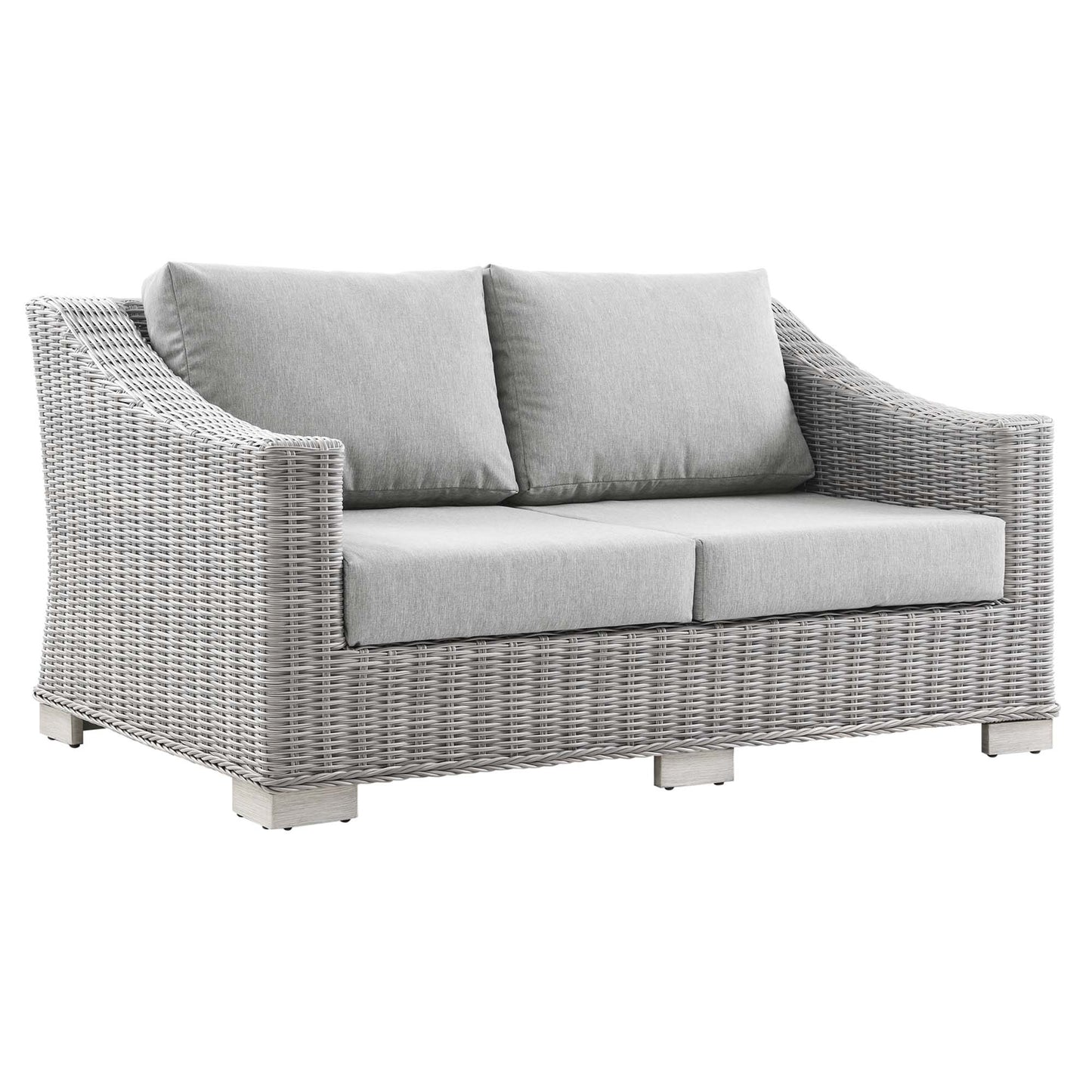 Conway 5-Piece Outdoor Patio Wicker Rattan Furniture Set in Light Gray Gray by Modway (5092)