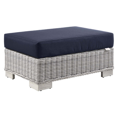 Conway 5-Piece Outdoor Patio Wicker Rattan Furniture Set in Light Gray Navy by Modway (5092)