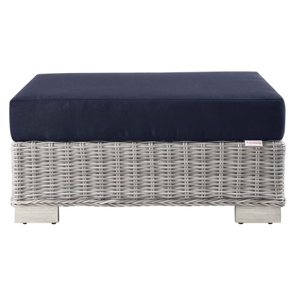 Conway 5-Piece Outdoor Patio Wicker Rattan Furniture Set in Light Gray Navy by Modway (5092)