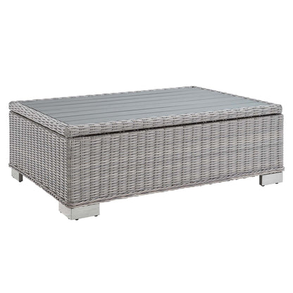 Conway 5-Piece Outdoor Patio Wicker Rattan Furniture Set in Light Gray Navy by Modway (5092)