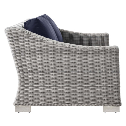 Conway 5-Piece Outdoor Patio Wicker Rattan Furniture Set in Light Gray Navy by Modway (5092)