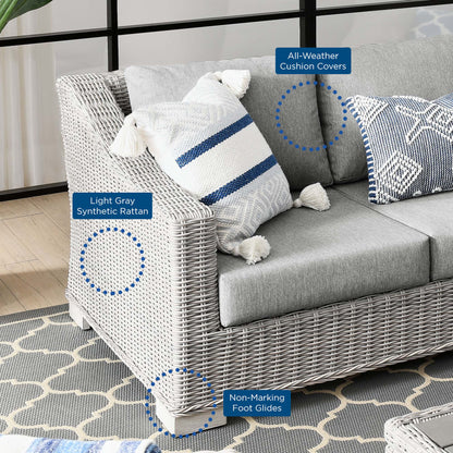 Conway 4-Piece Outdoor Patio Wicker Rattan Furniture Set in Light Gray Gray by Modway (5095)