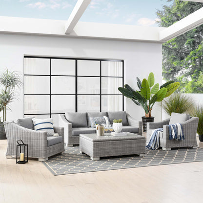 Conway 4-Piece Outdoor Patio Wicker Rattan Furniture Set in Light Gray Gray by Modway (5095)