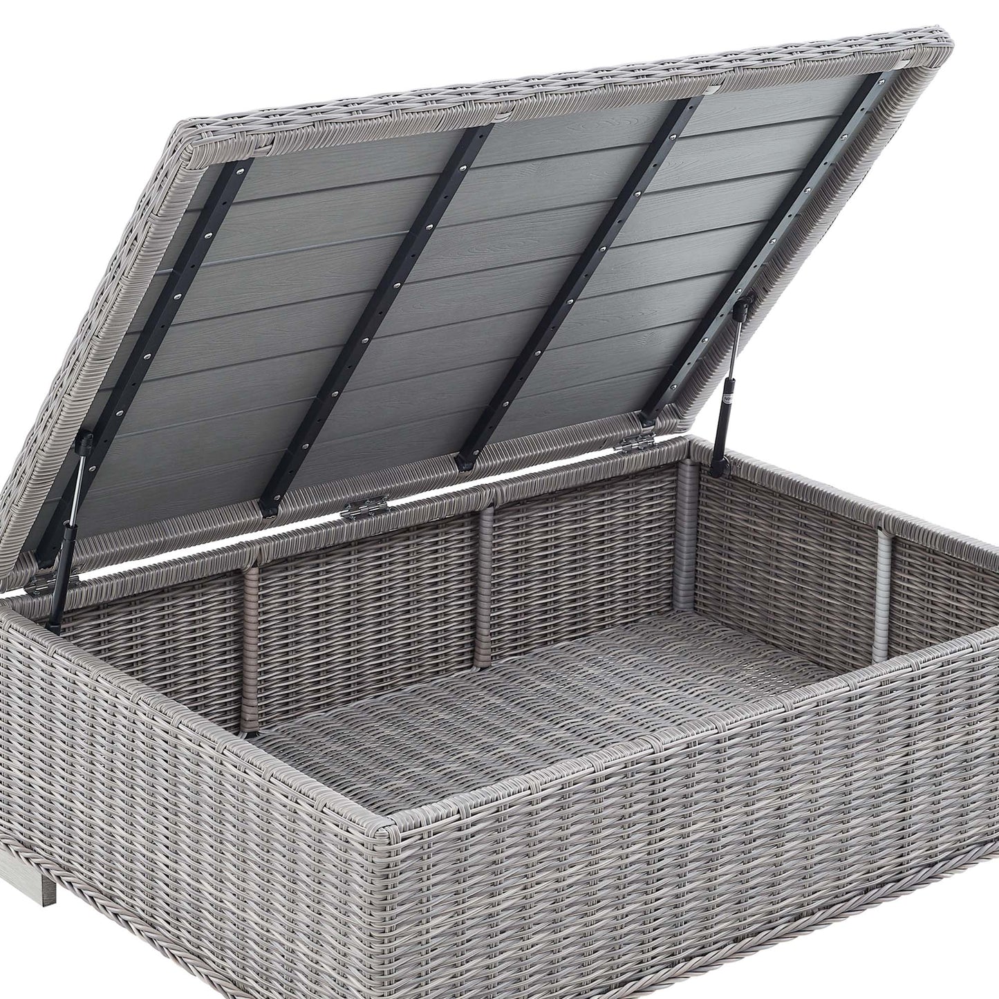 Conway 4-Piece Outdoor Patio Wicker Rattan Furniture Set in Light Gray Navy by Modway (5095)