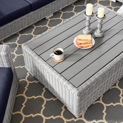 Conway 4-Piece Outdoor Patio Wicker Rattan Furniture Set in Light Gray Navy by Modway (5095)