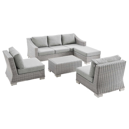 Conway 5-Piece Outdoor Patio Wicker Rattan Furniture Set in Light Gray Gray by Modway (5097)