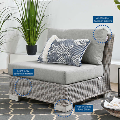 Conway 5-Piece Outdoor Patio Wicker Rattan Furniture Set in Light Gray Gray by Modway (5097)