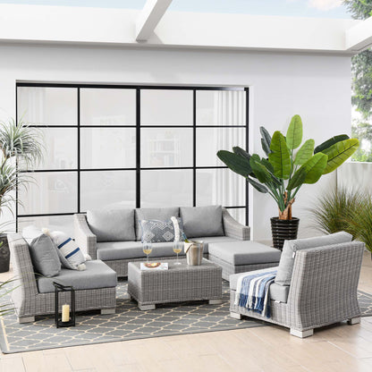 Conway 5-Piece Outdoor Patio Wicker Rattan Furniture Set in Light Gray Gray by Modway (5097)