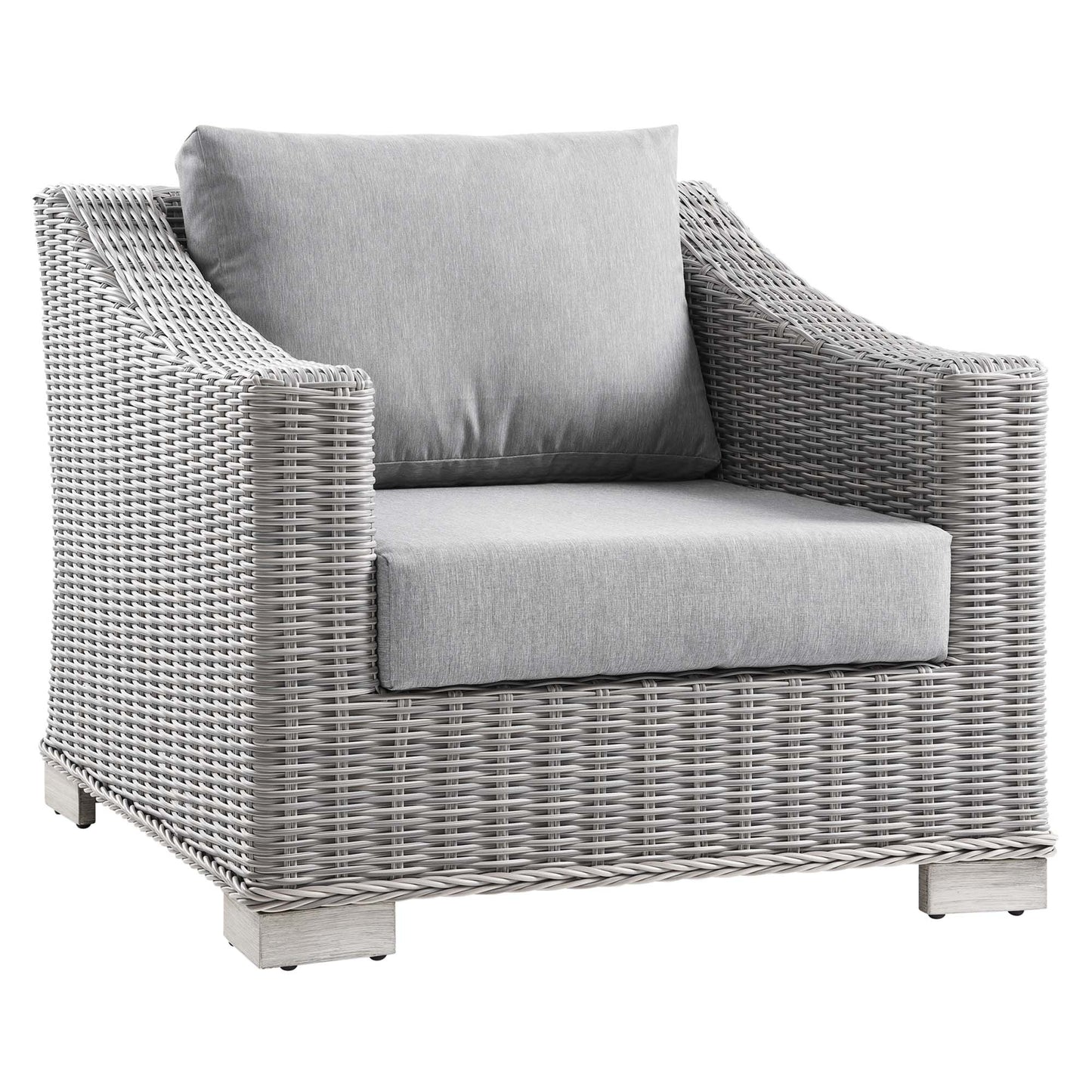 Conway 5-Piece Outdoor Patio Wicker Rattan Furniture Set in Light Gray Gray by Modway (5097)