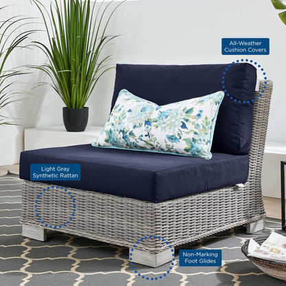 Conway 5-Piece Outdoor Patio Wicker Rattan Furniture Set in Light Gray Navy by Modway (5097)